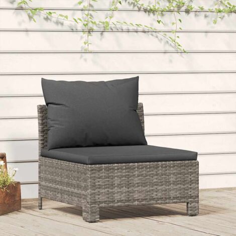 Canapé central de jardin Canapé relax - Banc de jardin avec coussin Gris Résine tressée BV172589 - BonneVie (1/5)