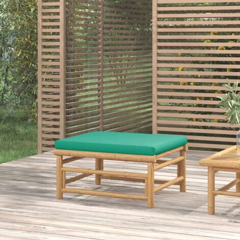 Repose-Pieds pour jardin ou Salon - Tabouret Pouf avec coussin vert bambou BV513592 - BonneVie (1/5)
