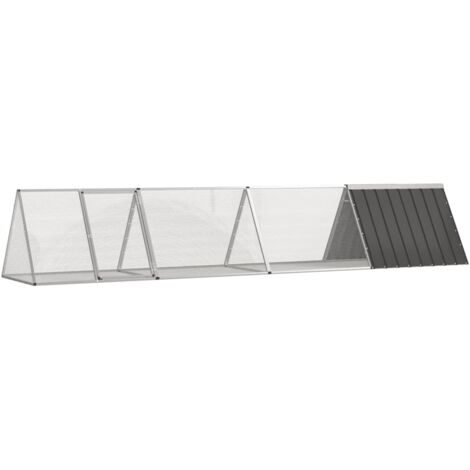Clapier à lapin - Enclos Poulailler pour animaux Enclos Anthracite 403,5x80,5x71 cm Acier galvanisé BV726232 - BonneVie (1/5)