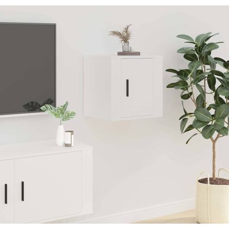 Meuble TV mural pour Salon - Armoire TV Moderne Blanc 40x34,5x40 cm BV889760 - BonneVie (1/5)