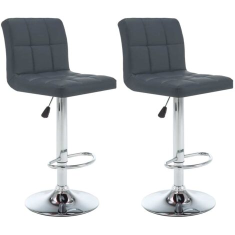 Lot de 2 Tabourets de bar Tabourets Haut - Fauteuils de bar Gris Similicuir BV919439 - BonneVie (1/5)