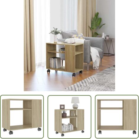 The Living Store Table d'appoint Chêne sonoma 70x35x55 cm Bois d'ingénierie - Table Basse - Meuble D'appoint - Table D'extrémité - Table En Bois - Design Moderne (1/5)