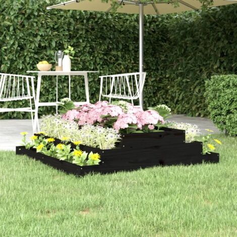 Jardinière de jardin - Balconnière à fleurs Noir 110x110x27 cm Bois massif de pin BV699067 - BonneVie (1/5)