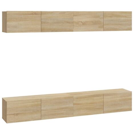 Meubles TV muraux 4 pcs pour Salon - Armoire TV Chêne sonoma 100x30x30 cm BV156898 - BonneVie (1/5)