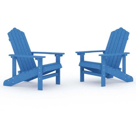 Lot de 2 Chaises de jardin et de camping Adirondack, Chaises de relaxation, PEHD Bleu aqua OIB1293E (1/5)