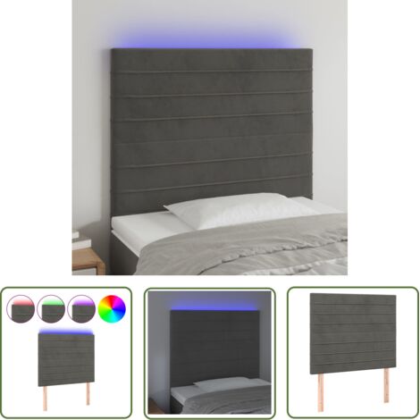 Tête de lit à LED Résistante et économique, Panneau de lit, Gris foncé 100x5x118/128 cm Velours OIB8945E (1/5)