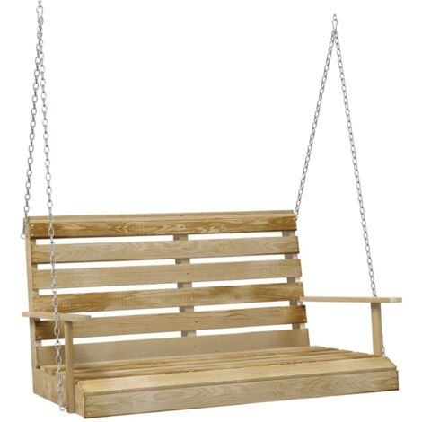 Balancelle de jardin, Chaise Fauteuil Suspendu, 110 cm Bois de pin imprégné OIB1652E (1/5)