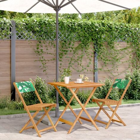 Ensemble de bistro 3 pcs-Salon de jardin bistro motif de feuilles tissu et bois massif 268280 (1/5)