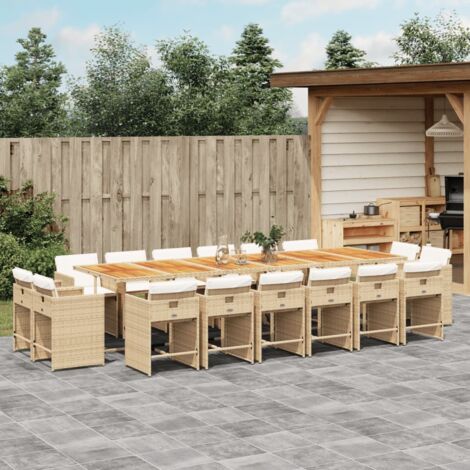 Ensemble à manger de jardin et coussins 17 pcs-Salon de jardin beige 156655 (1/5)