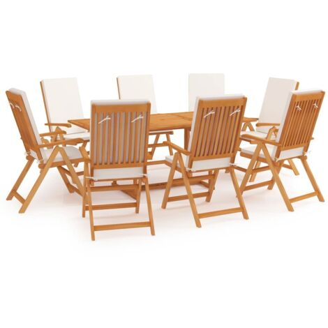 Ensemble à manger de jardin 9 pcs-Salon de jardin coussins Bois de teck massif 204764 (1/5)