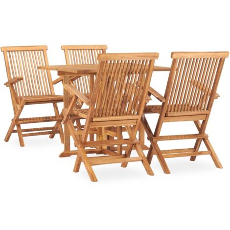 Ensemble à manger d'extérieur pliable 5 pcs-Salon de jardin Bois solide de teck 249377 (1/5)