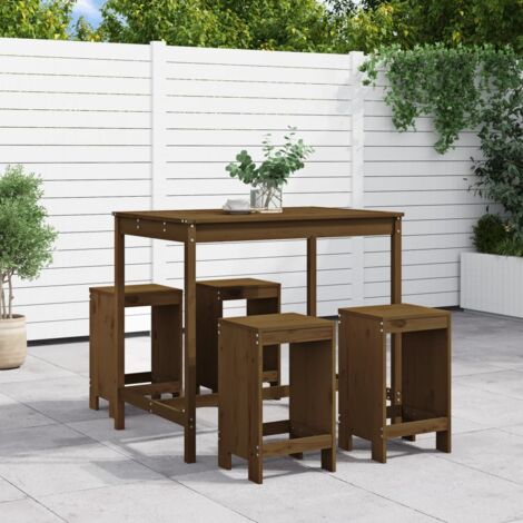 Ensemble de bar de jardin 5 pcs-Bar d'extérieur marron miel bois de pin massif 341304 (1/5)
