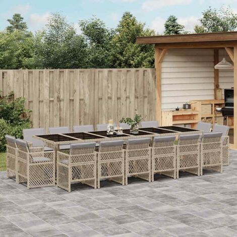 Ensemble à manger de jardin et coussins 17 pcs-Salon de jardin mélange beige 991719 (1/5)