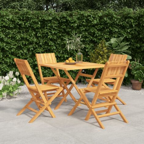 Ensemble à manger de jardin 5 pcs-Salon de jardin Bois de teck massif 174857 (1/5)