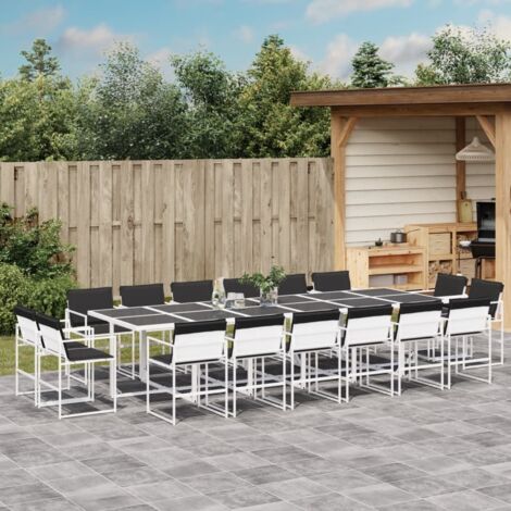 Ensemble à manger de jardin avec coussins 17 pcs-Salon de jardin blanc textilène 994483 (1/5)