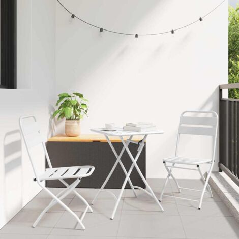 Ensemble bistrot 3 pcs-Salon de jardin bistro Blanc Acier (1/5)