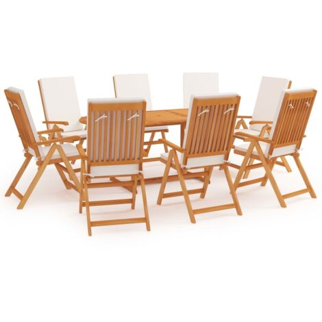 Ensemble à manger de jardin 9 pcs-Salon de jardin coussins Bois de teck massif 293706 (1/5)