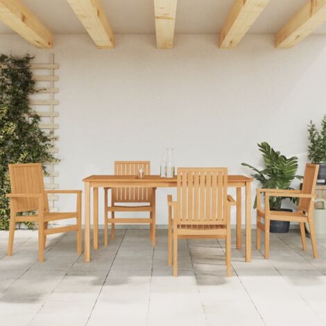 Ensemble à manger de jardin 5 pcs-Salon de jardin Bois de teck massif 710040 (1/5)