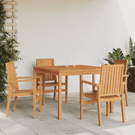 Ensemble à manger de jardin 5 pcs-Salon de jardin Bois de teck massif 952241 (1/5)