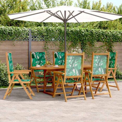 Ensemble à manger de jardin 7 pcs-Salon de jardin motif de feuilles tissu bois 586380 (1/5)
