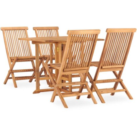Ensemble à manger d'extérieur pliable 5 pcs-Salon de jardin Bois solide de teck 138989 (1/5)