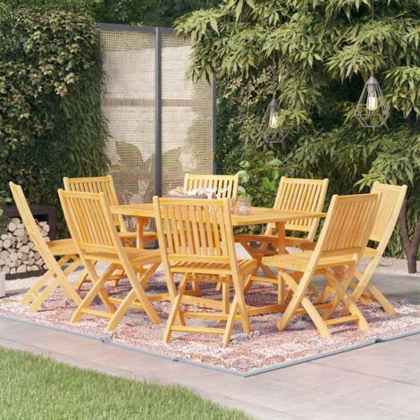 Ensemble à manger de jardin 9 pcs-Salon de jardin Bois de teck massif 344519 (1/5)