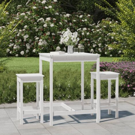 Ensemble de bar de jardin 3 pcs-Bar d'extérieur blanc bois de pin massif 881137 (1/5)