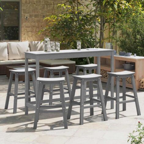 Ensemble de bar de jardin 6 pcs-Bar d'extérieur Gris clair HDPE (1/5)