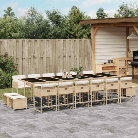 Ensemble à manger de jardin et coussins 17 pcs-Salon de jardin beige 248302 (1/5)