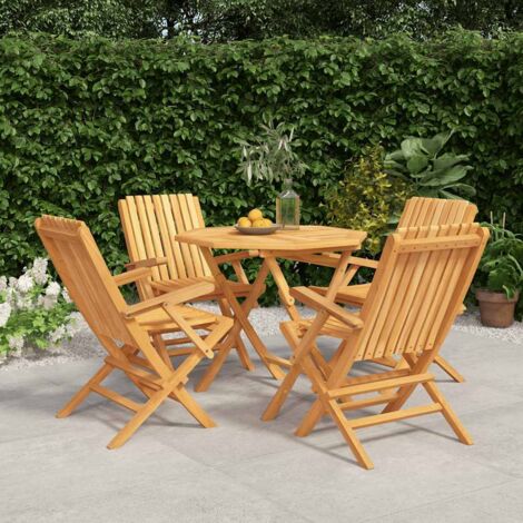 Ensemble à manger de jardin 5 pcs-Salon de jardin Bois de teck massif 558769 (1/5)