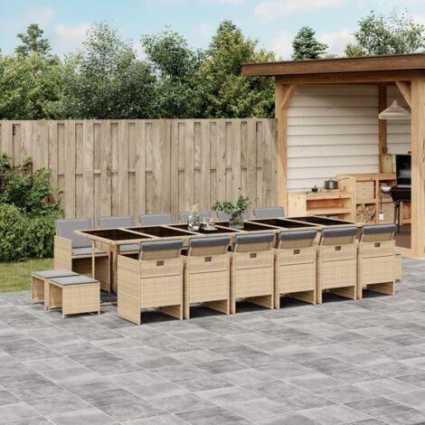 Ensemble à manger de jardin et coussins 17 pcs-Salon de jardin mélange beige 681316 (1/5)
