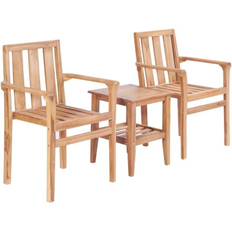 Ensemble de bistro de jardin 3 pcs-Salon de jardin bistro teck solide (1/5)