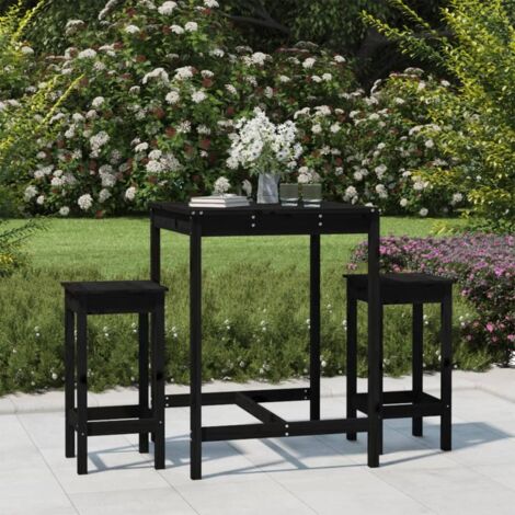 Ensemble de bar de jardin 3 pcs-Bar d'extérieur noir bois de pin massif 860299 (1/5)