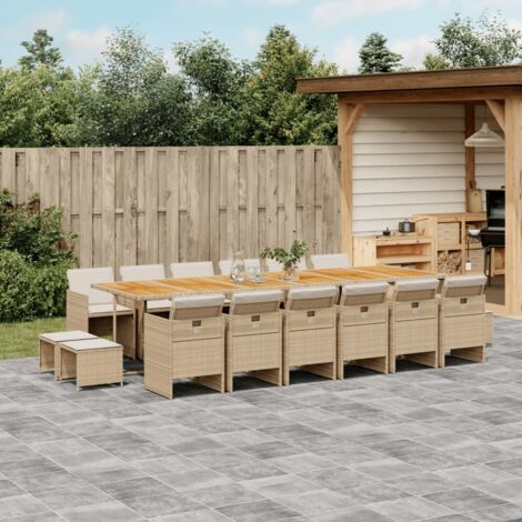 Ensemble à manger de jardin et coussins 17 pcs-Salon de jardin beige 474616 (1/5)