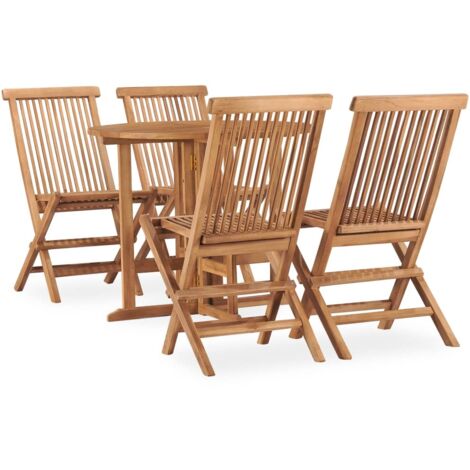 Ensemble à manger d'extérieur pliable 5 pcs-Salon de jardin Bois solide de teck 939478 (1/5)
