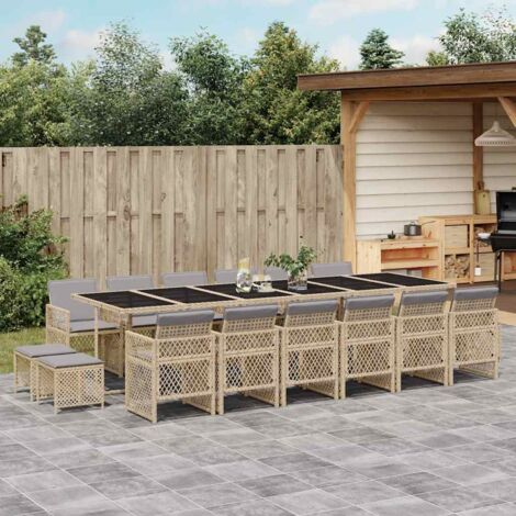 Ensemble à manger de jardin et coussins 17 pcs-Salon de jardin beige 122634 (1/5)