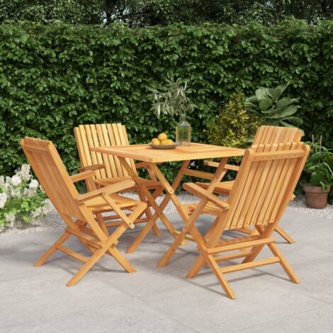 Ensemble à manger de jardin 5 pcs-Salon de jardin Bois de teck massif 202868 (1/5)