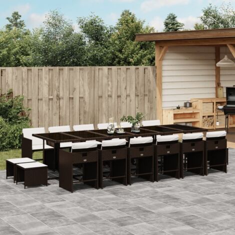 Ensemble à manger de jardin et coussins 17 pcs-Salon de jardin marron rotin 672002 (1/5)