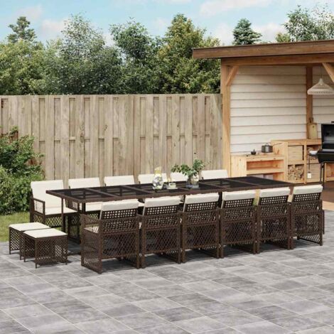 Ensemble à manger de jardin et coussins 17 pcs-Salon de jardin marron rotin 849024 (1/5)