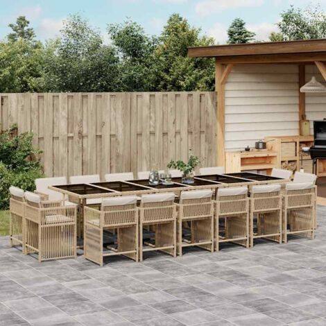 Ensemble à manger de jardin et coussins 17 pcs-Salon de jardin beige 126728 (1/5)