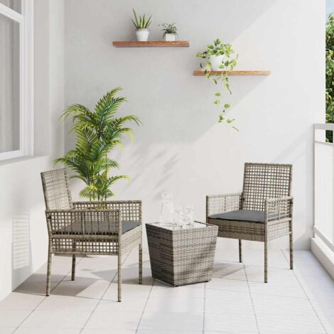 Ensemble bistro de jardin 3 pcs-Salon de jardin bistro Gris polyrotin 728975 (1/5)