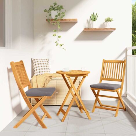 Ensemble bistro de jardin 3 pcs-Salon de jardin bistro Marron Bois d'Acacia Massif 590386 (1/5)