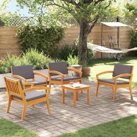 Ensemble bistrot avec coussin 5 pcs-Salon de jardin bistro Marron Polyester 324882 (1/5)