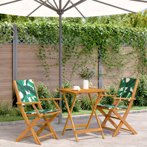 Ensemble de bistro 3 pcs-Salon de jardin bistro motif de feuilles tissu et bois massif 794440 (1/5)