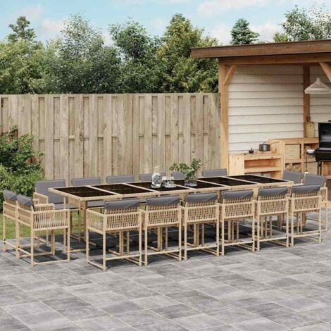 Ensemble à manger de jardin et coussins 17 pcs-Salon de jardin mélange beige 253030 (1/5)