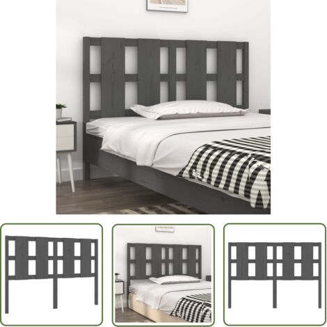 Tête de lit Résistante et économique, Panneau de lit, Gris 125,5x4x100 cm Bois massif de pin OIB9044E (1/5)