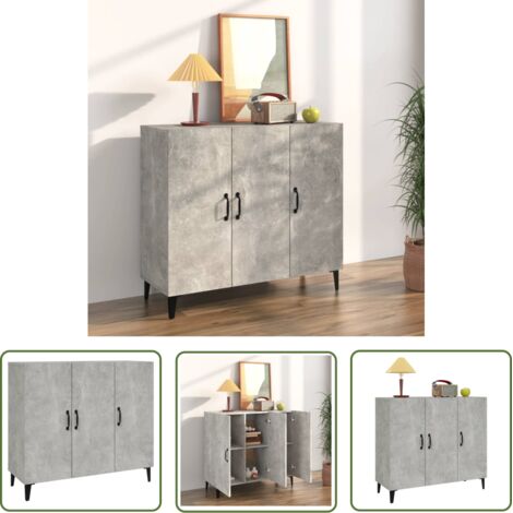 Buffet Commode Armoire Luxueux, pour Salon Chambre Entrée Cuisine, Gris béton 90x34x80 cm Bois d'ingénierie OIB3080E (1/5)