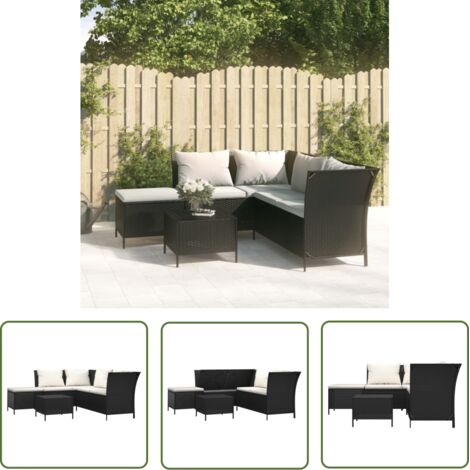Salon de jardin 4 pcs Contemporain, Ensemble repas de jardin, avec coussins Noir Résine tressée OIB2622E (1/5)