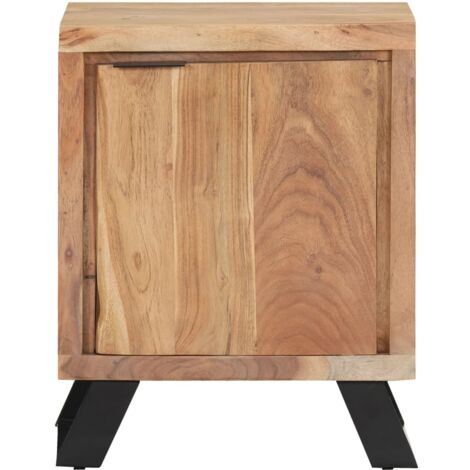 Table de Chevet, Table de nuit, pour Chambre Salon Couloir, 40x30x50 cm Bois d'acacia avec bord naturel OIB8502E (1/5)