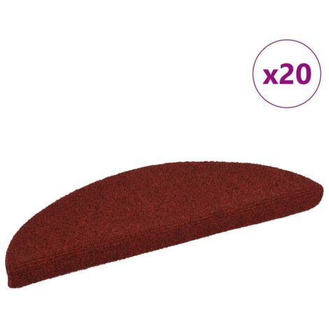Tapis d'escalier-Moquette d'escalier-Tapis de marches autocollants 20 pièces 56 x 17 x 3 cm Rouge bordeaux Demi-rond 750695 (1/5)